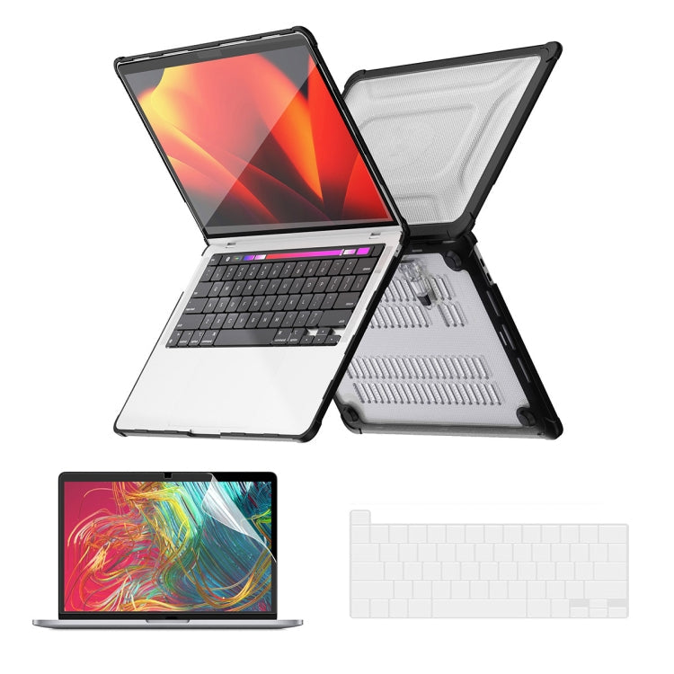 For MacBook Pro 13.3 A2251/A2289/A2338 ENKAY Hat-Prince 3 in 1 Protective Bracket Case Cover Hard Shell with TPU Keyboard Film / PET Screen Protector, Version:US(Black)
