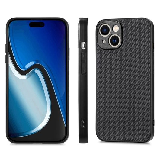 Pour iPhone 14 Plus Étui de téléphone en PC en cuir fibre ENKAY avec film de verre à haute teneur en aluminium-silicium (Noir)