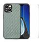 For iPhone 14 ENKAY Fiber Leather Skin PC Phone Case with High Aluminum-silicon Glass Film(Green)