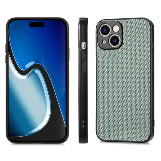 Pour iPhone 14 ENKAY Étui de téléphone en PC avec revêtement en cuir de fibre et film de protection en verre aluminosilicaté (Vert)