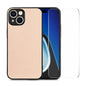 For iPhone 14 ENKAY Fiber Leather Skin PC Phone Case with High Aluminum-silicon Glass Film(Khaki)