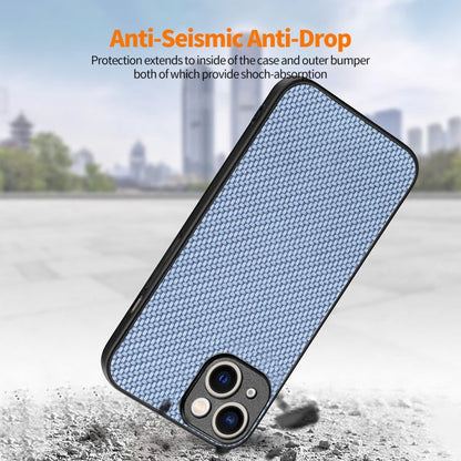 For iPhone 14 ENKAY Fiber Leather Skin PC Phone Case with High Aluminum-silicon Glass Film(Khaki)