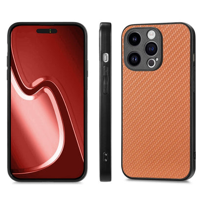 For iPhone 14 Pro ENKAY Fiber Leather Skin PC Phone Case with High Aluminum-silicon Glass Film(Brown)