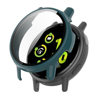For Garmin Active 5 ENKAY Hat-Prince Full Coverage Tempered Glass Film Integrated PC Watch Cover(Dark Green)