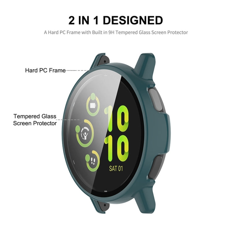 For Garmin Active 5 ENKAY Hat-Prince Full Coverage Tempered Glass Film Integrated PC Watch Cover(Ivory White)