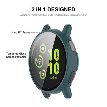 For Garmin Active 5 ENKAY Hat-Prince Full Coverage Tempered Glass Film Integrated PC Watch Cover(Ivory White)