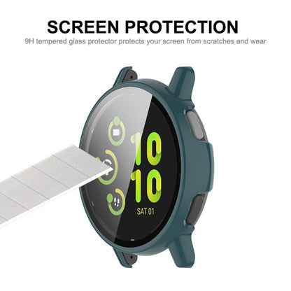 For Garmin Active 5 ENKAY Hat-Prince Full Coverage Tempered Glass Film Integrated PC Watch Cover(Ivory White)