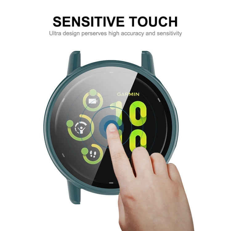 For Garmin Active 5 ENKAY Hat-Prince Full Coverage Tempered Glass Film Integrated PC Watch Cover(Ivory White)