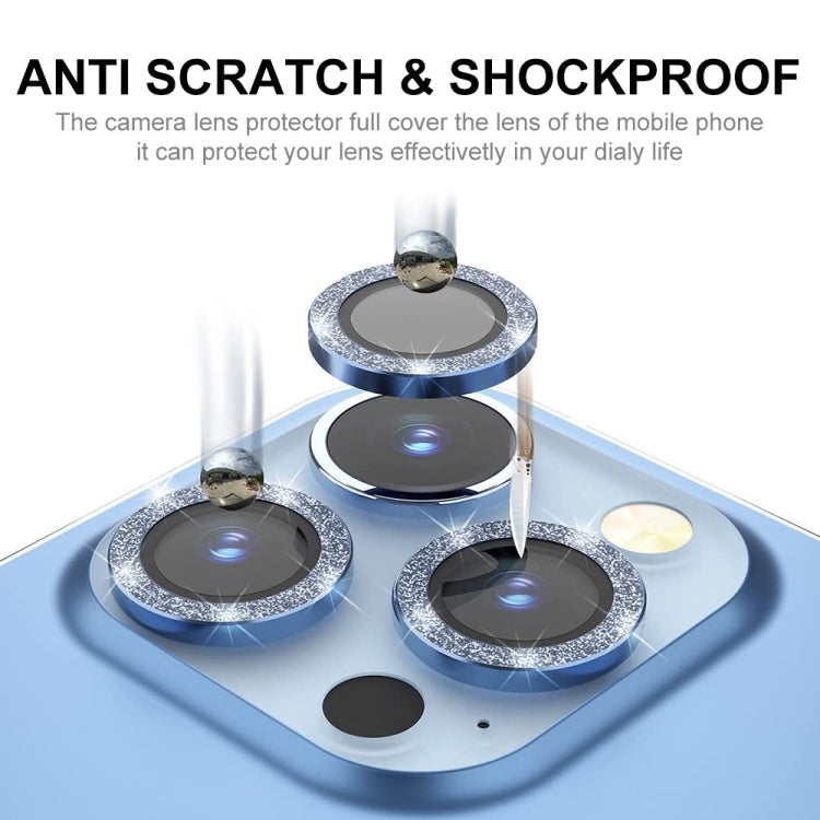 For iPhone 15 Pro / 15 Pro Max ENKAY Hat-Prince Glitter Rear Lens Aluminium Alloy Tempered Glass Film(Sierra Blue)
