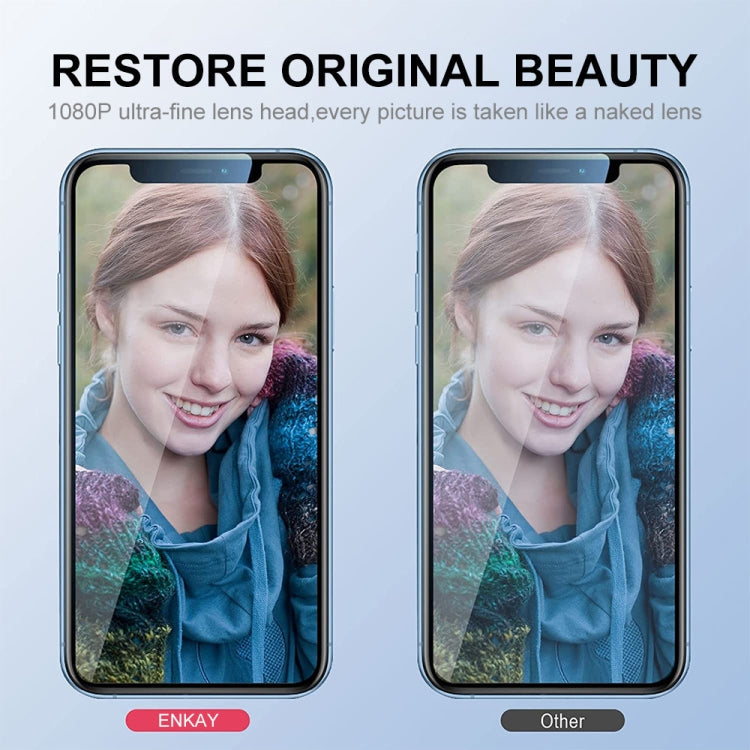 For iPhone 15 Pro / 15 Pro Max ENKAY Hat-Prince Glitter Rear Lens Aluminium Alloy Tempered Glass Film(Sierra Blue)