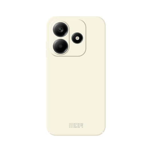 Pour Xiaomi Redmi Note 14 5G MOFI Qin Series Coque de téléphone tout compris en PC Effet Cuir (Beige)