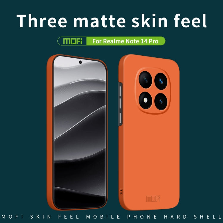 Pour Xiaomi Redmi Note 14 Pro 5G MOFI Série Qin Coque de téléphone tout compris en PC imitation cuir (Orange)
