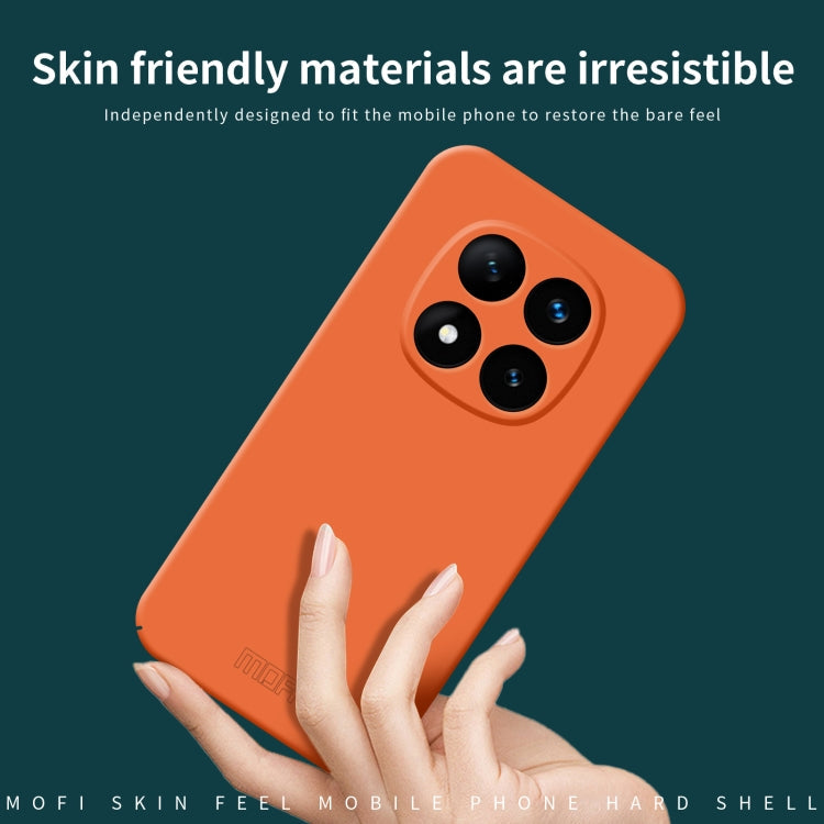 Pour Xiaomi Redmi Note 14 Pro 5G MOFI Série Qin Coque de téléphone tout compris en PC imitation cuir (Orange)