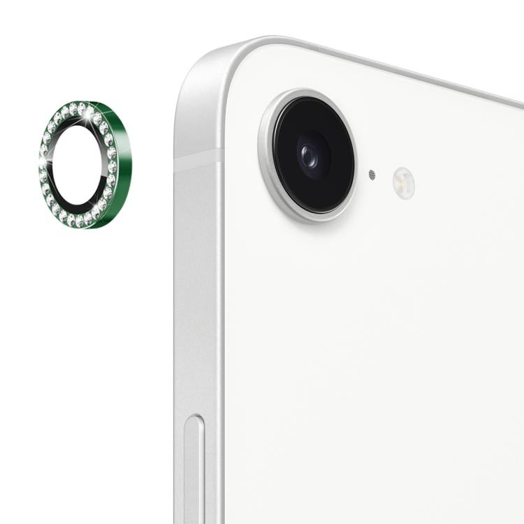 For iPhone 17e / 16e ENKAY AR Anti-reflection Individual Diamond Ring Camera Lens Glass Full Film(Deep Green)