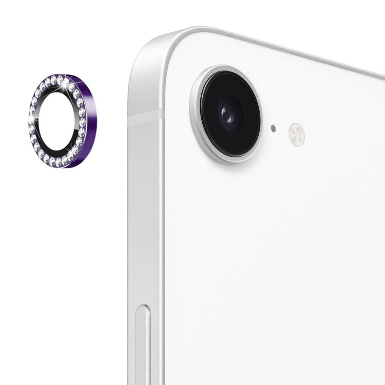 For iPhone 17e / 16e ENKAY AR Anti-reflection Individual Diamond Ring Camera Lens Glass Full Film(Deep Purple)