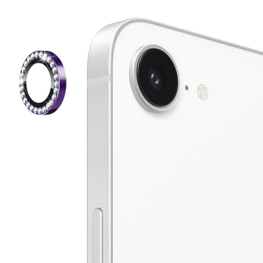 For iPhone 17e / 16e ENKAY AR Anti-reflection Individual Diamond Ring Camera Lens Glass Full Film(Deep Purple)