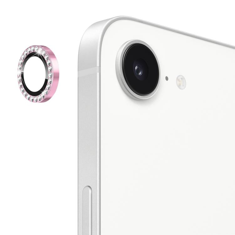Pour iPhone 17e / 16e ENKAY AR Anti-reflet Verre de lentille d'appareil photo Full Film Anneau de diamant individuel (Rose)