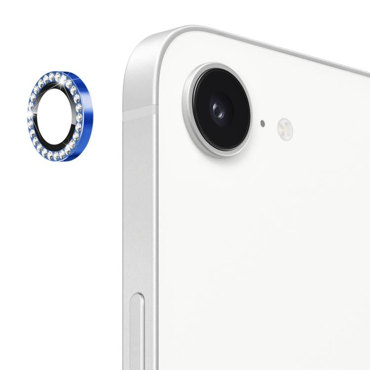 For iPhone 17e / 16e ENKAY AR Anti-reflection Individual Diamond Ring Camera Lens Glass Full Film(Sea Blue)