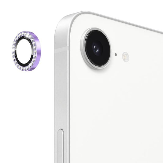 For iPhone 17e / 16e ENKAY AR Anti-reflection Individual Diamond Ring Camera Lens Glass Full Film(Light Purple)