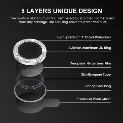 For iPhone 17e / 16e ENKAY AR Anti-reflection Individual Diamond Ring Camera Lens Glass Full Film(Deep Purple)