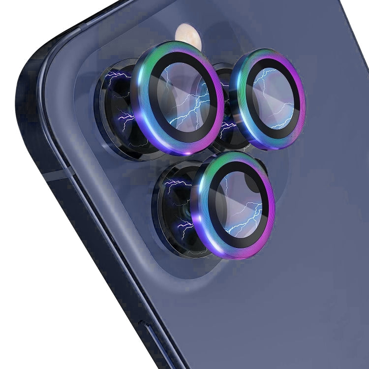 For iPhone 15 Pro / 15 Pro Max NORTHJO Camera Lens Protector Tempered Glass CD Vein Metal Ring Film(Colorful)
