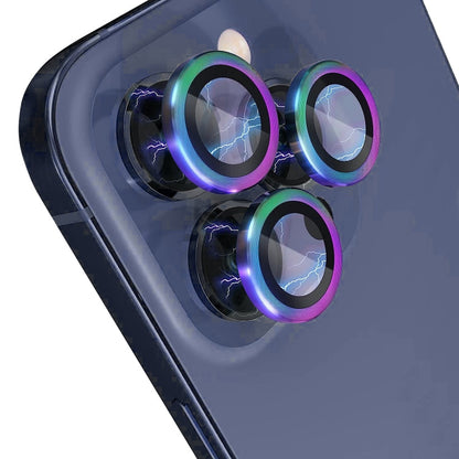 For iPhone 15 Pro / 15 Pro Max NORTHJO Camera Lens Protector Tempered Glass CD Vein Metal Ring Film(Colorful)