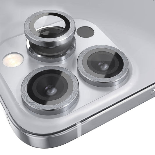 For iPhone 15 Pro / 15 Pro Max NORTHJO Camera Lens Protector Tempered Glass CD Vein Metal Ring Film(Gray)