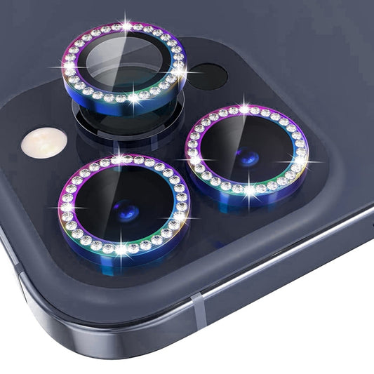 For iPhone 15 Pro / 15 Pro Max NORTHJO Camera Lens Protector Tempered Glass Metal Rhinestone Ring Film(Colorful)