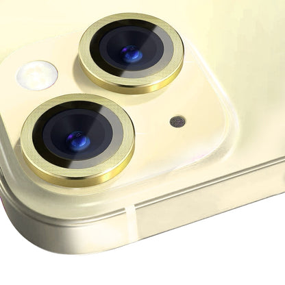 For iPhone 15 / 15 Plus NORTHJO Camera Lens Protector Tempered Glass CD Vein Metal Ring Film(Yellow)