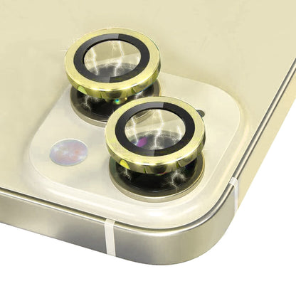 For iPhone 15 / 15 Plus NORTHJO Camera Lens Protector Tempered Glass CD Vein Metal Ring Film(Yellow)