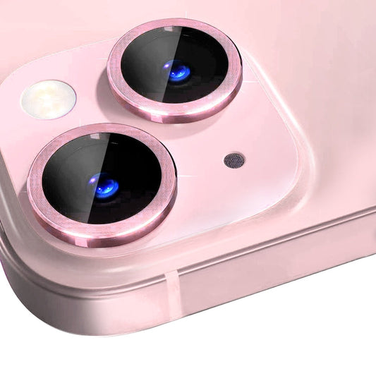For iPhone 15 / 15 Plus NORTHJO Camera Lens Protector Tempered Glass CD Vein Metal Ring Film(Pink)