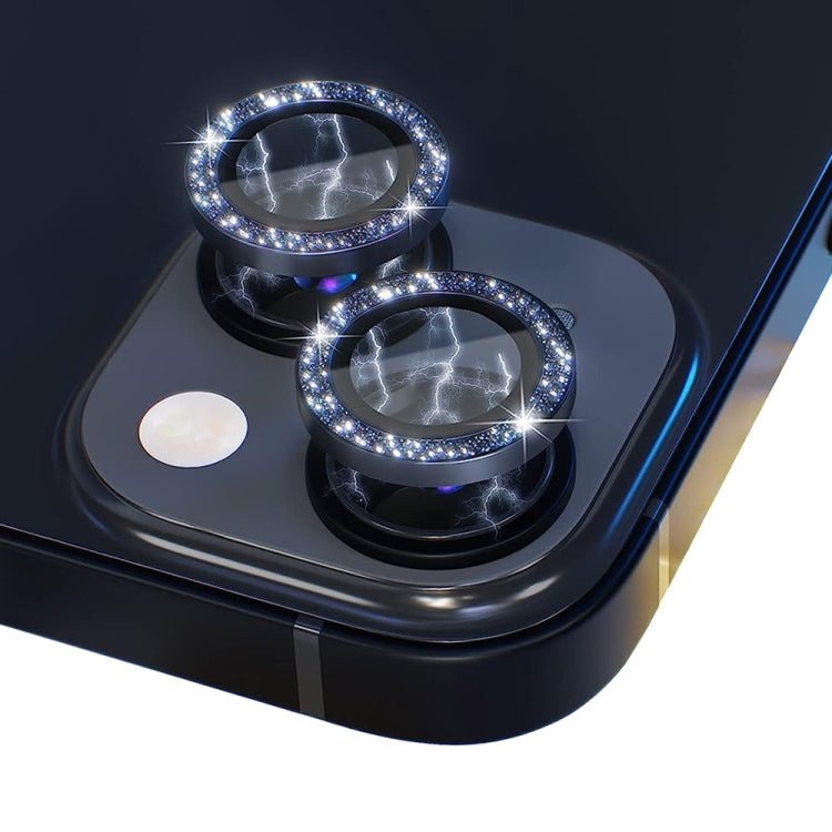 For iPhone 15 / 15 Plus NORTHJO Camera Lens Protector Tempered Glass Bling Glitter Metal Ring Film(Black)