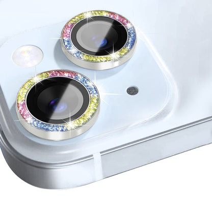 For iPhone 15 / 15 Plus NORTHJO Camera Lens Protector Tempered Glass Bling Glitter Metal Ring Film(Colorful)
