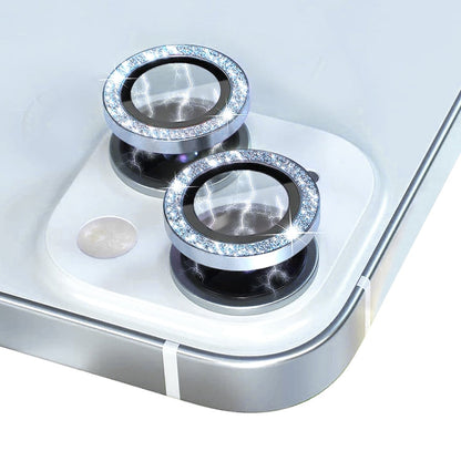 For iPhone 15 / 15 Plus NORTHJO Camera Lens Protector Tempered Glass Bling Glitter Metal Ring Film(Blue)