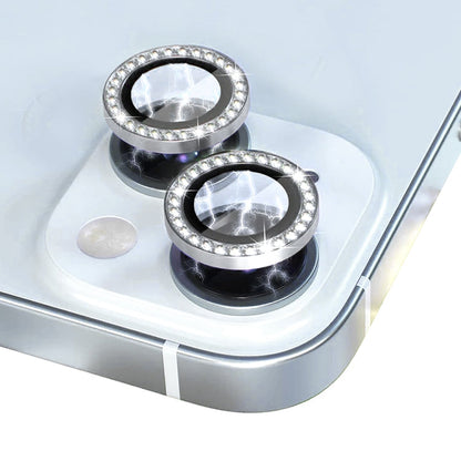 For iPhone 15 / 15 Plus NORTHJO Camera Lens Protector Tempered Glass Metal Rhinestone Ring Film(Silver)