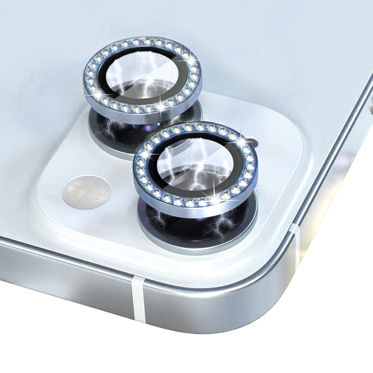For iPhone 15 / 15 Plus NORTHJO Camera Lens Protector Tempered Glass Metal Rhinestone Ring Film(Blue)
