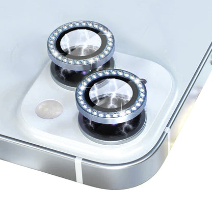 For iPhone 15 / 15 Plus NORTHJO Camera Lens Protector Tempered Glass Metal Rhinestone Ring Film(Blue)