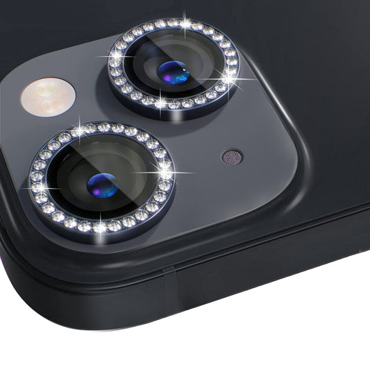 For iPhone 15 / 15 Plus NORTHJO Camera Lens Protector Tempered Glass Metal Rhinestone Ring Film(Graphite)