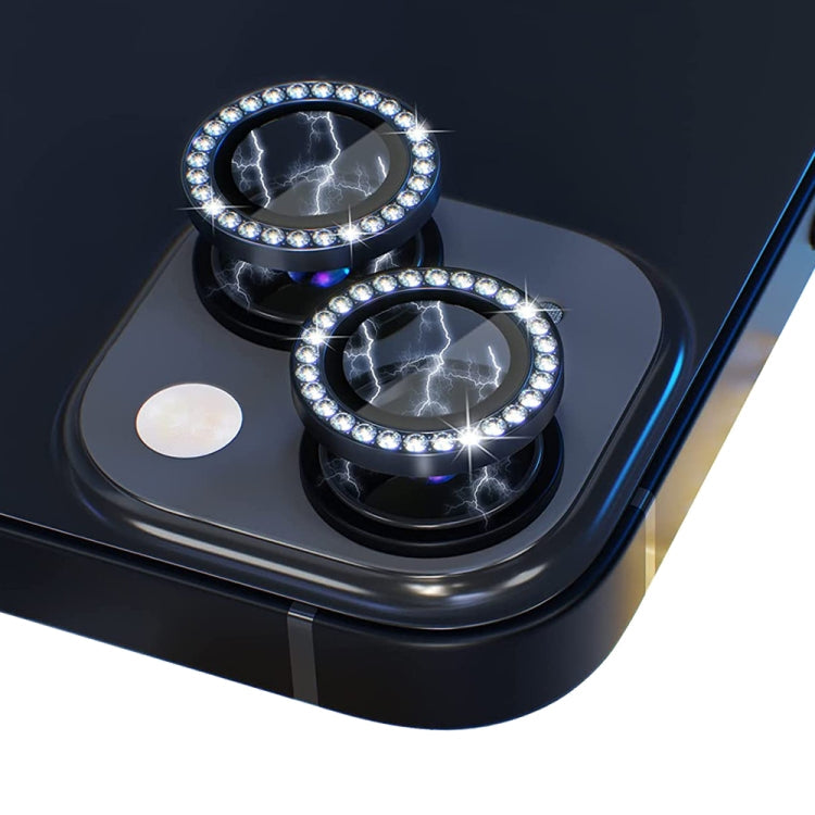 Pour iPhone 15 / 15 Plus Protection d'objectif d'appareil photo NORTHJO en verre trempé avec anneau en strass métallique (Graphite)