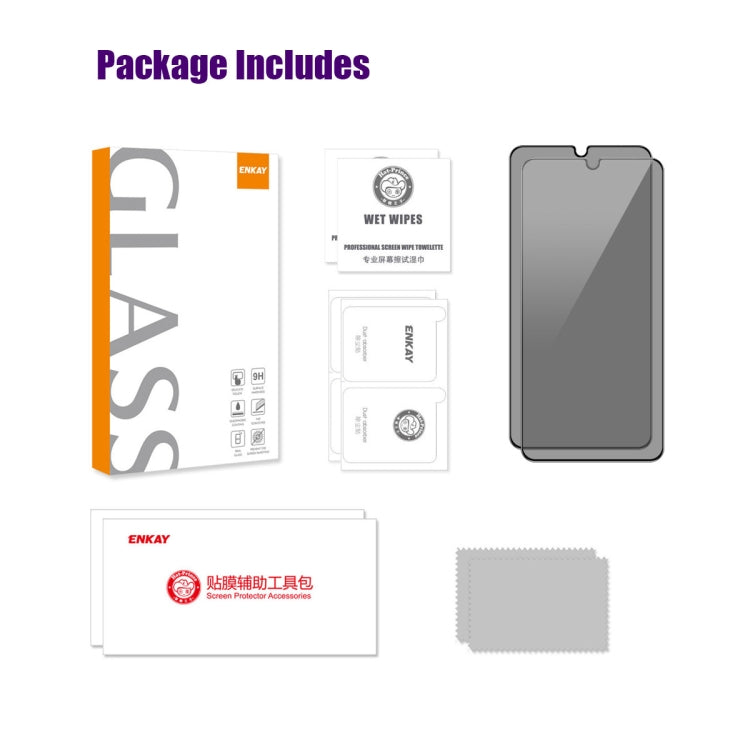 Pour Xiaomi Redmi 14C 2 pièces ENKAY Hat-Prince Film en Verre Trempé Anti-Espion Confidentialité 28 Degrés en Soie