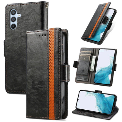 Pour Samsung Galaxy A36 5G Étui en cuir avec double boucle magnétique et épissure Neo (Noir)