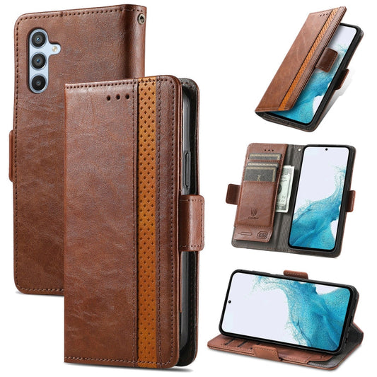 For Samsung Galaxy A36 5G CaseNeo Splicing Dual Magnetic Buckle Leather Phone Case(Brown)