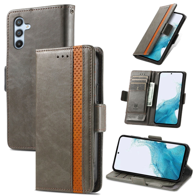 Pour Samsung Galaxy A36 5G Étui Housse en cuir avec double boucle magnétique et épissure Neo (Gris)