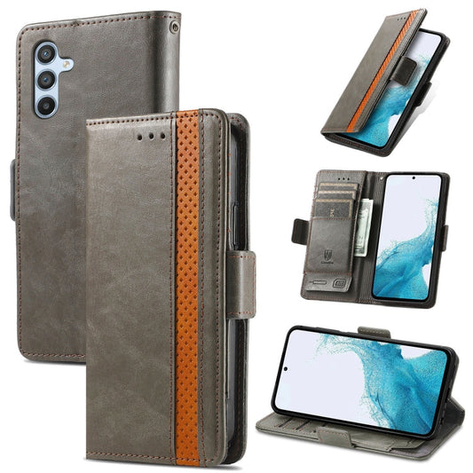 For Samsung Galaxy A36 5G CaseNeo Splicing Dual Magnetic Buckle Leather Phone Case(Gray)