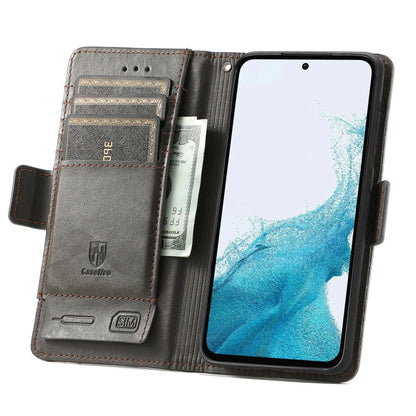 Pour Samsung Galaxy A36 5G Étui Housse en cuir avec double boucle magnétique et épissure Neo (Gris)