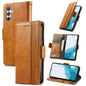 For Samsung Galaxy A36 5G CaseNeo Splicing Dual Magnetic Buckle Leather Phone Case(Khaki)