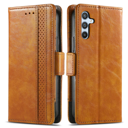 For Samsung Galaxy A36 5G CaseNeo Splicing Dual Magnetic Buckle Leather Phone Case(Khaki)