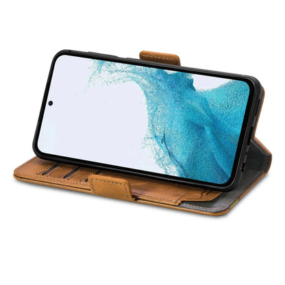 For Samsung Galaxy A36 5G CaseNeo Splicing Dual Magnetic Buckle Leather Phone Case(Khaki)