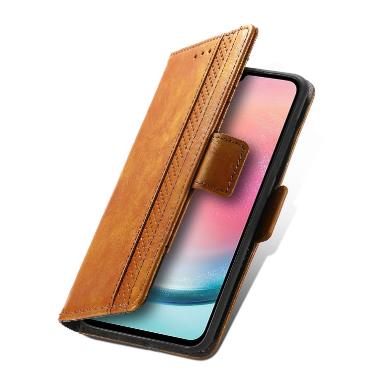 For Samsung Galaxy A36 5G CaseNeo Splicing Dual Magnetic Buckle Leather Phone Case(Khaki)