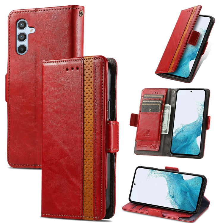 For Samsung Galaxy A36 5G CaseNeo Splicing Dual Magnetic Buckle Leather Phone Case(Red)